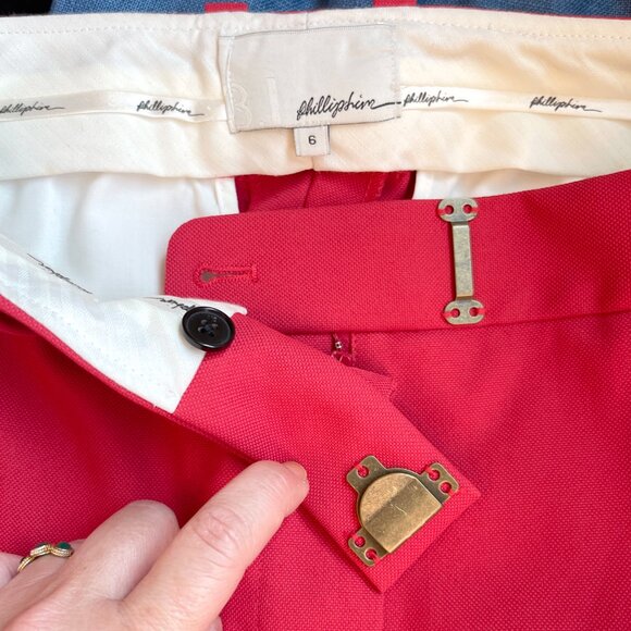 Phillip Lim 3.1 Cherry Red Flat Front Mid Rise Trouser Sz 6 - Picture 7 of 11